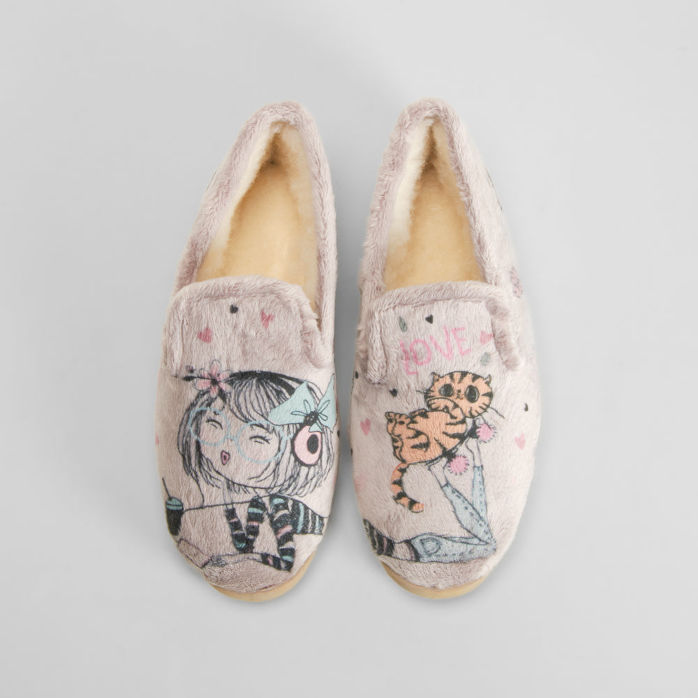 Zapatilla de casa lana diseño gris COMFEET