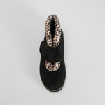 Zapatilla de casa acolchada leopardo negra COMFEET