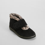 Zapatilla de casa acolchada leopardo negra COMFEET