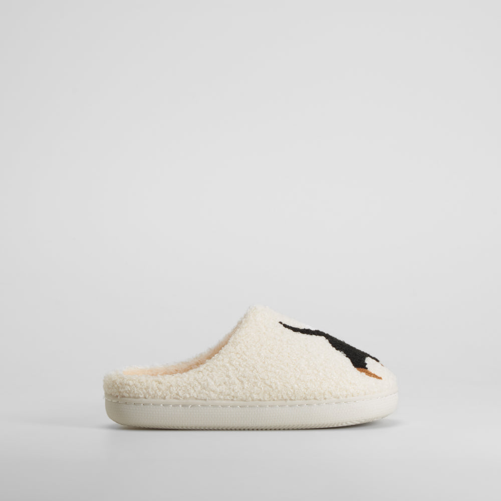 Zapatilla de casa diseño perro blanca OLYNE