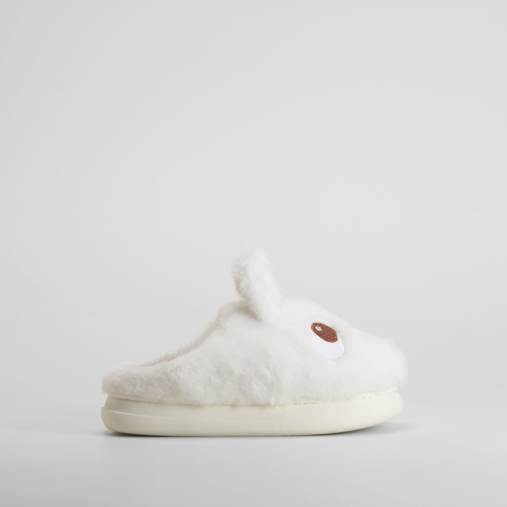 Zapatilla de casa semiabierta conejo blanca OLYNE
