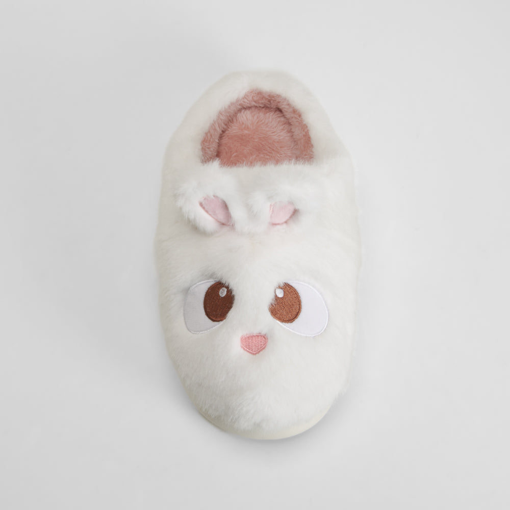 Zapatilla de casa semiabierta conejo blanca OLYNE