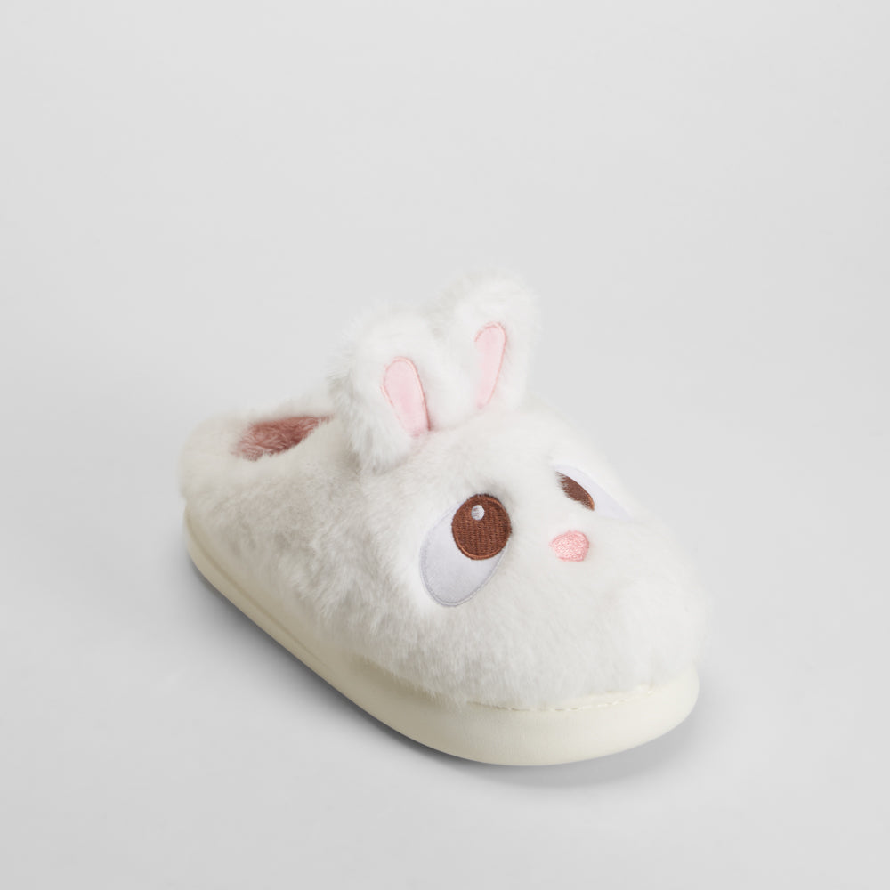 Zapatilla de casa semiabierta conejo blanca OLYNE