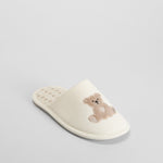 Zapatilla de casa oso bordado blanca OLYNE