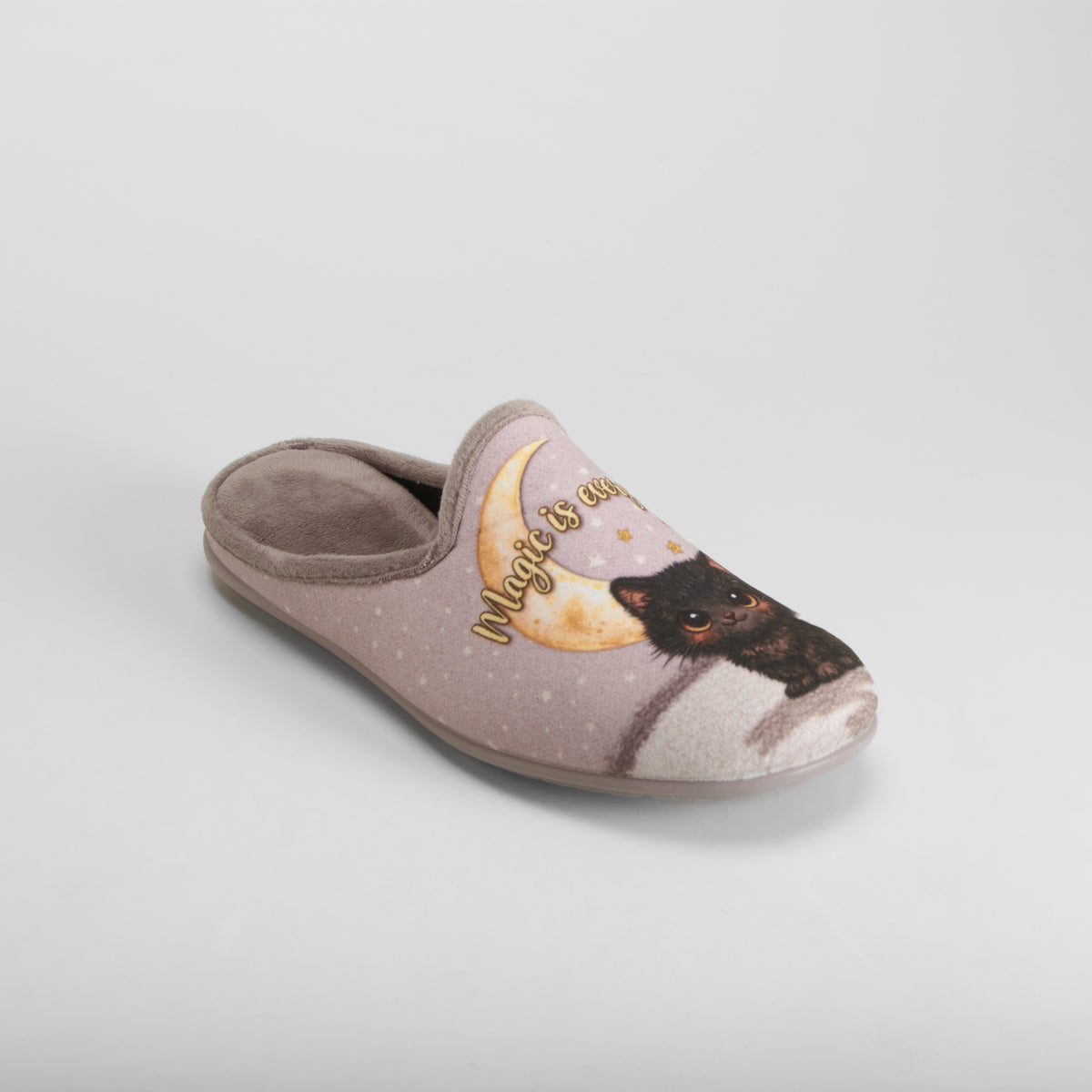 Zapatilla de casa bruja y gato beige OLYNE