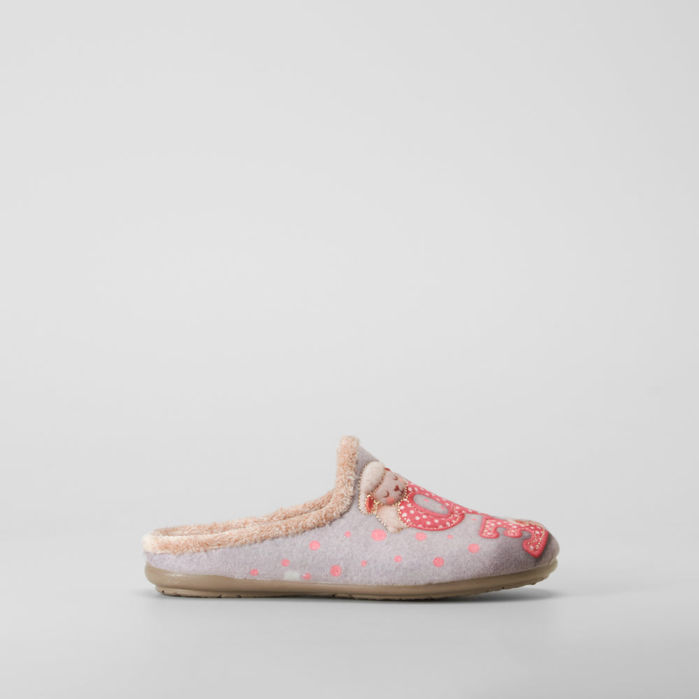 Zapatilla de casa estampado ovejitas gris OLYNE