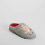 Zapatilla de casa caperucita bordado gris OLYNE
