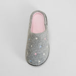 Zapatilla de casa felpa bordado gris OLYNE