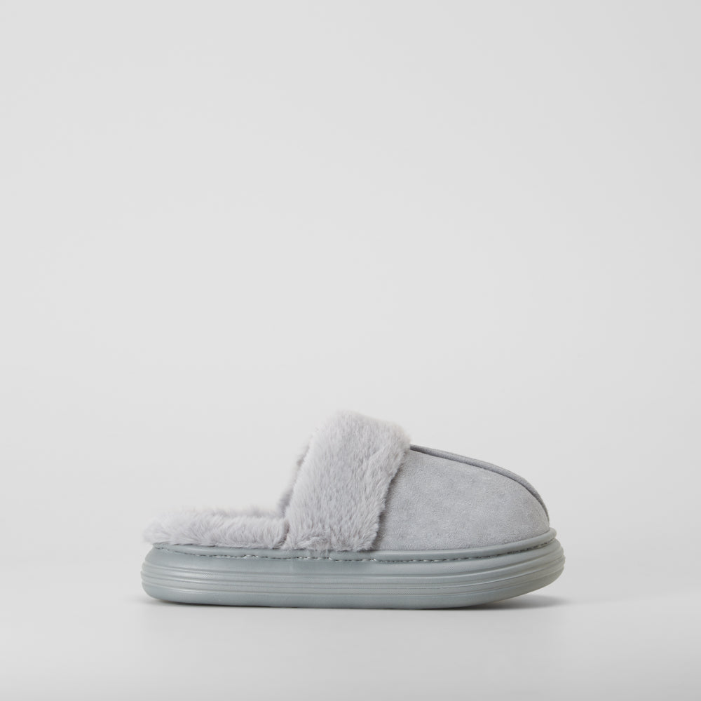 Zapatilla de casa pelo semiabierta gris OLYNE