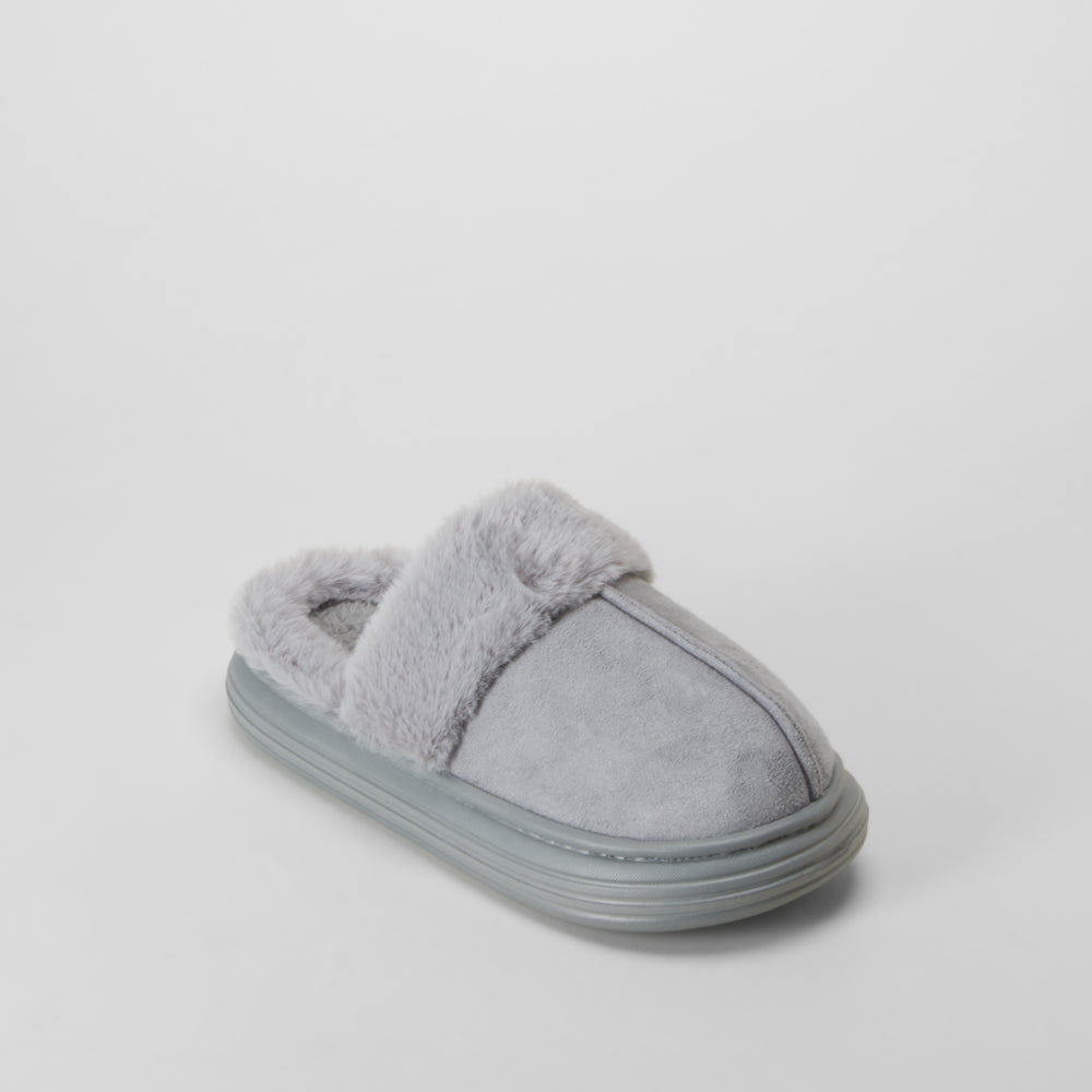 Zapatilla de casa pelo semiabierta gris OLYNE
