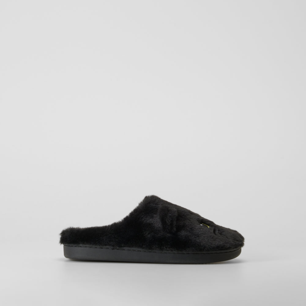 Zapatilla de casa semiabierta gato negra OLYNE