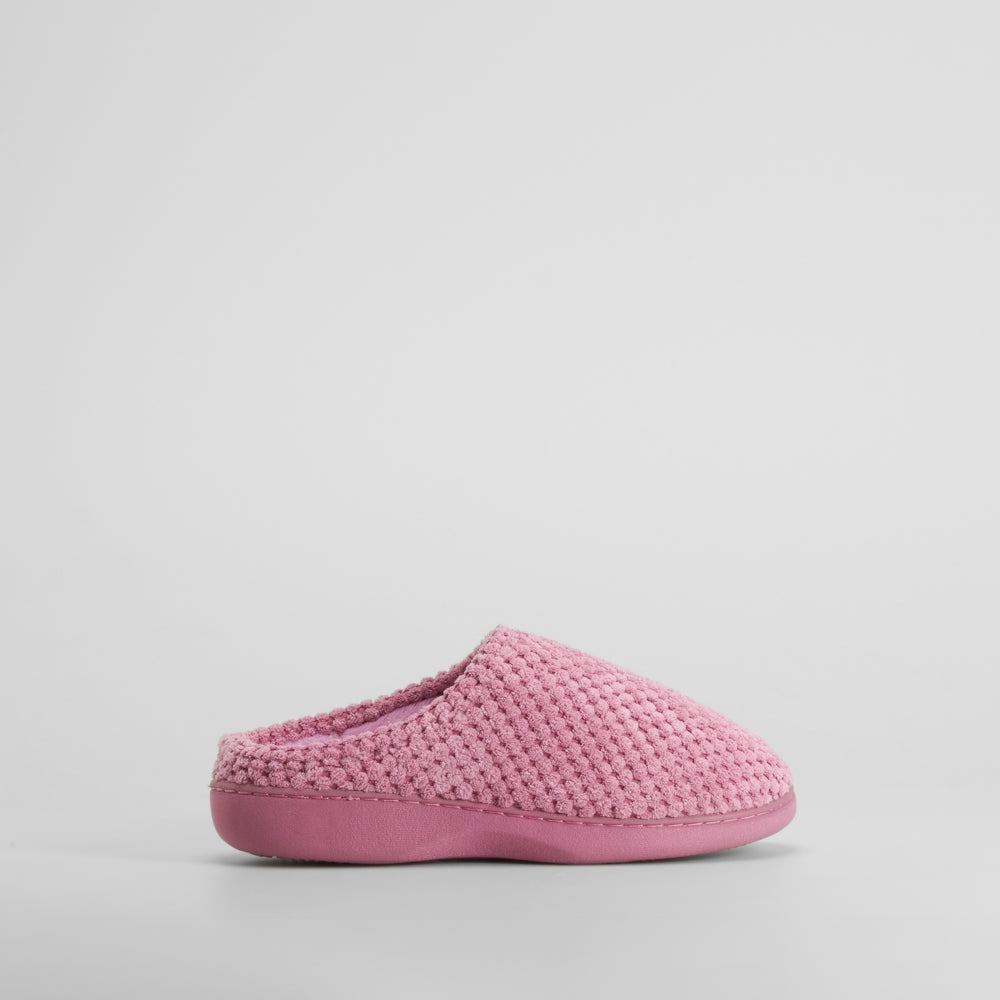Zapatilla de casa semiabierta textura rosa OLYNE