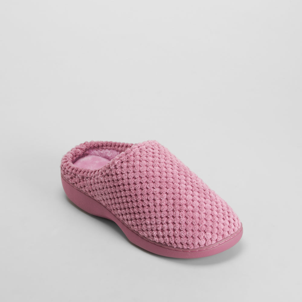 Zapatilla de casa semiabierta textura rosa OLYNE