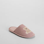 Zapatilla de casa oso bordado rosa OLYNE