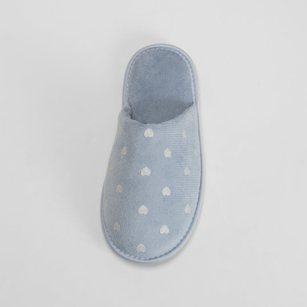 Zapatilla de casa corazones azul OLYNE