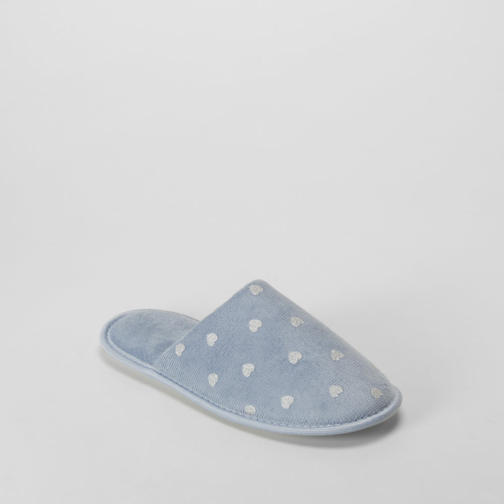 Zapatilla de casa corazones azul OLYNE