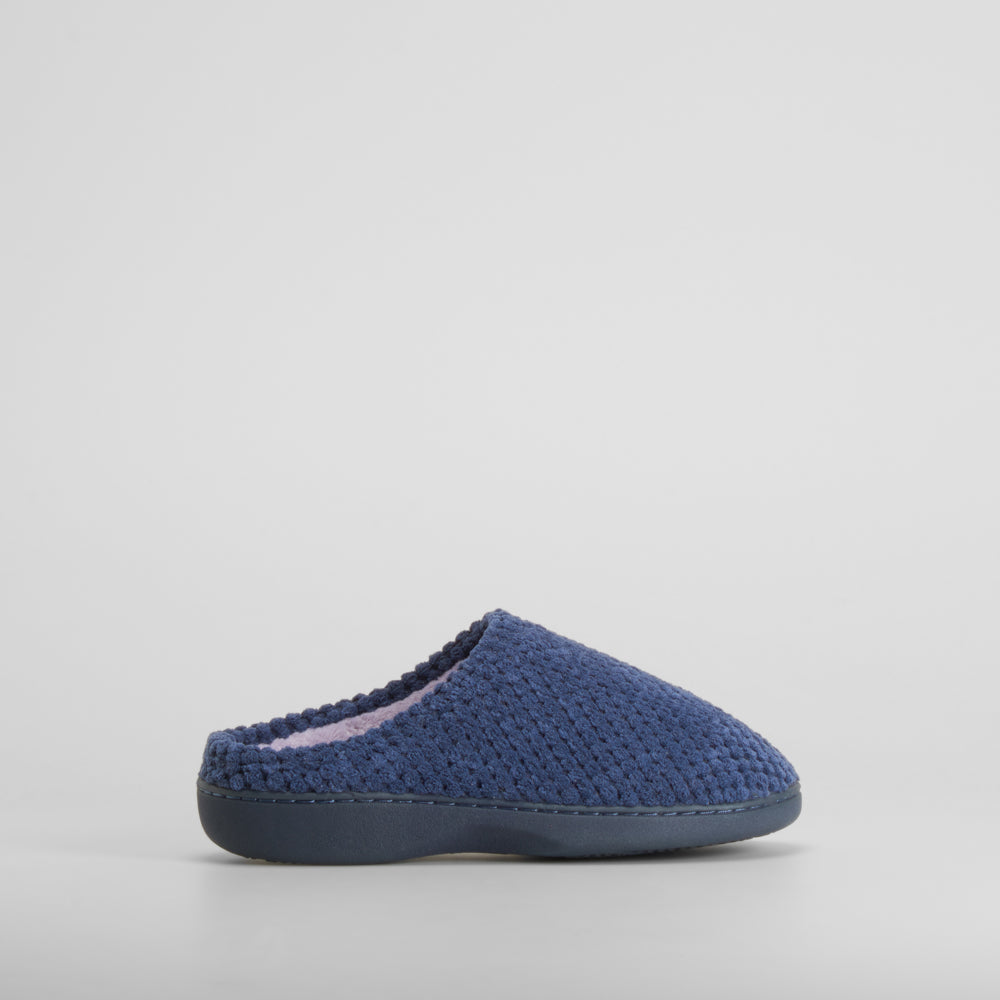 Zapatilla de casa semiabierta textura azul OLYNE