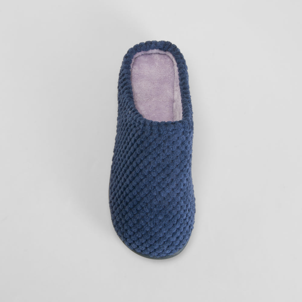Zapatilla de casa semiabierta textura azul OLYNE