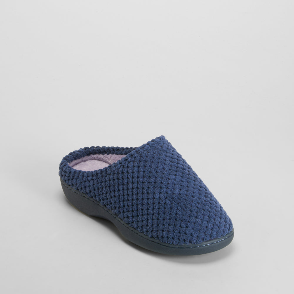 Zapatilla de casa semiabierta textura azul OLYNE