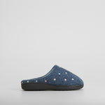 Zapatilla de casa felpa bordada azul OLYNE