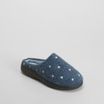 Zapatilla de casa felpa bordada azul OLYNE