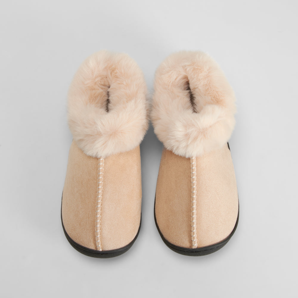 Zapatilla de casa cerrada pelo beige OLYNE