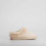 Zapatilla de casa punto con pelo beige OLYNE