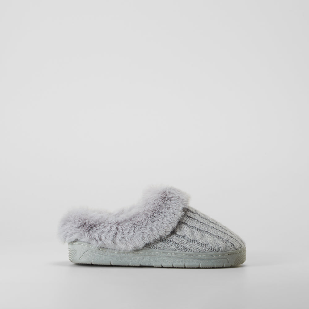 Zapatilla de casa con pelo gris OLYNE