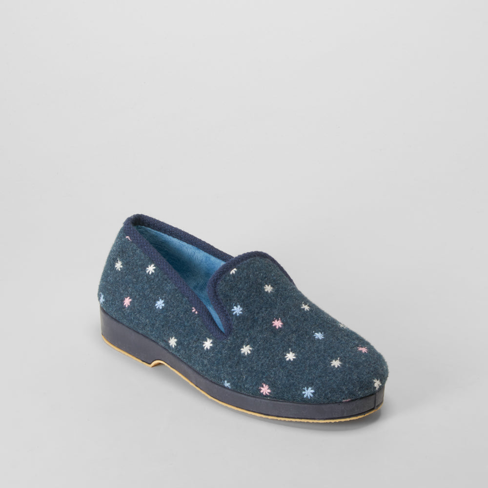 Zapatilla de casa fieltro estrellas azul OLYNE