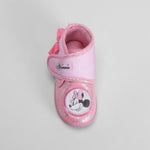 Zapatilla de casa velcro y lazo bebé rosa MINNIE