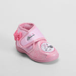 Zapatilla de casa velcro y lazo bebé rosa MINNIE