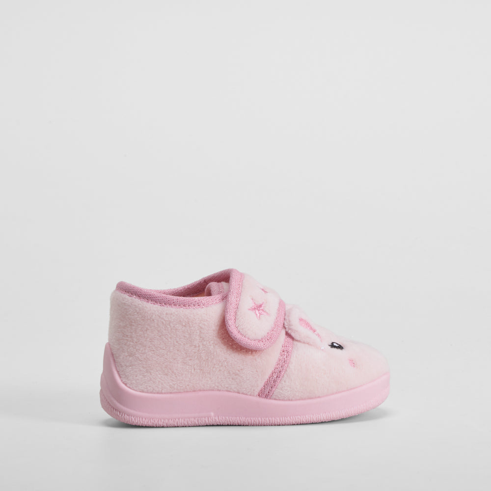 Zapatilla de casa conejo bebé rosa OLYNE