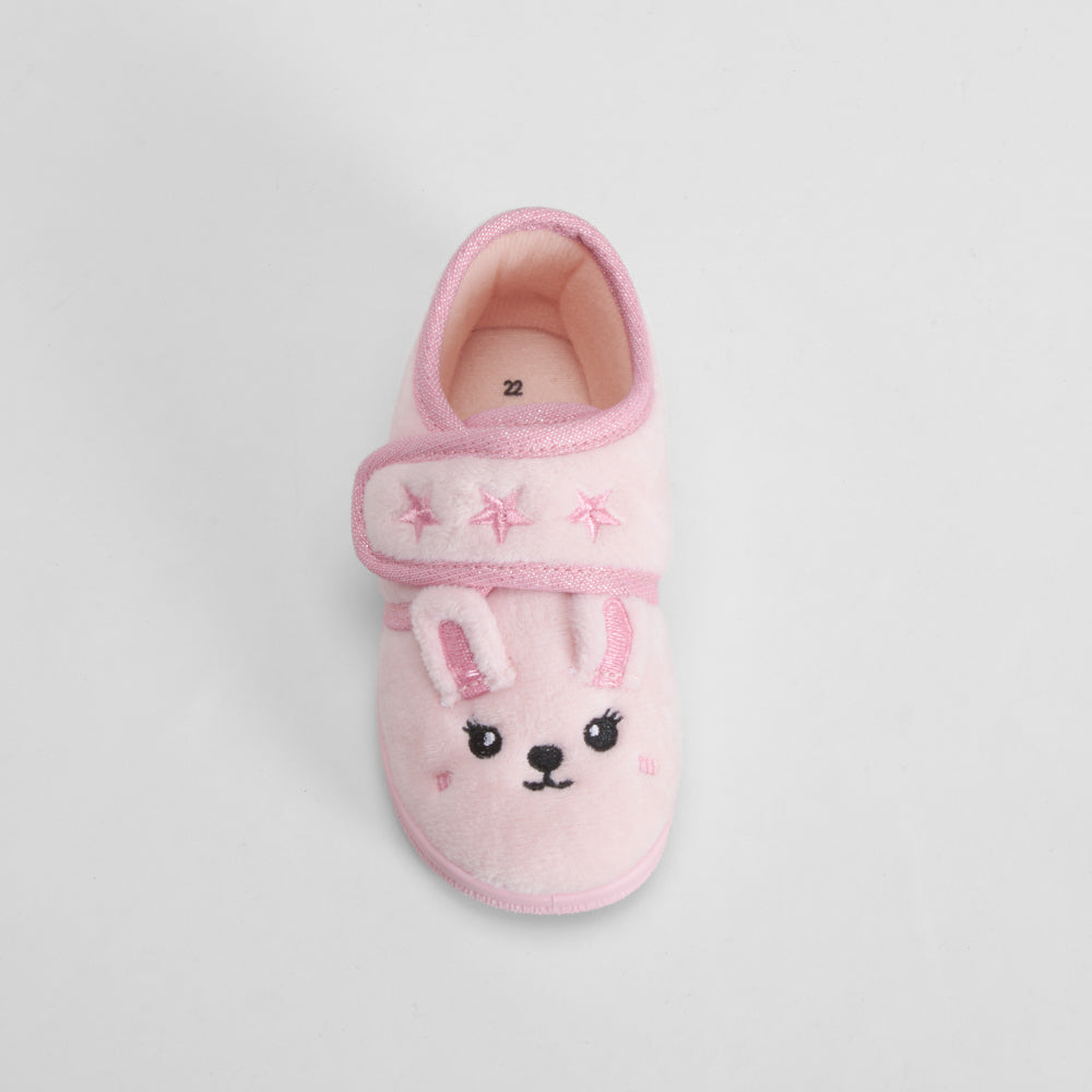 Zapatilla de casa conejo bebé rosa OLYNE