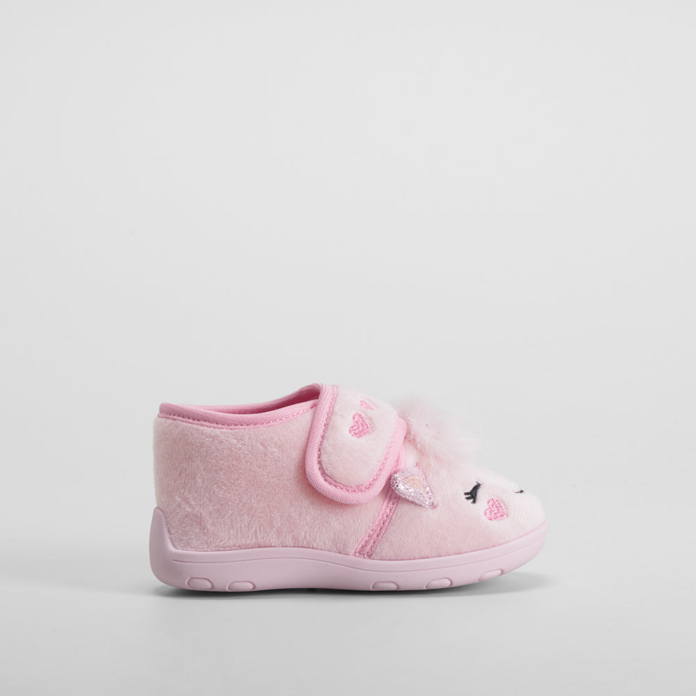 Zapatilla de casa detalles decorativos rosa OLYNE
