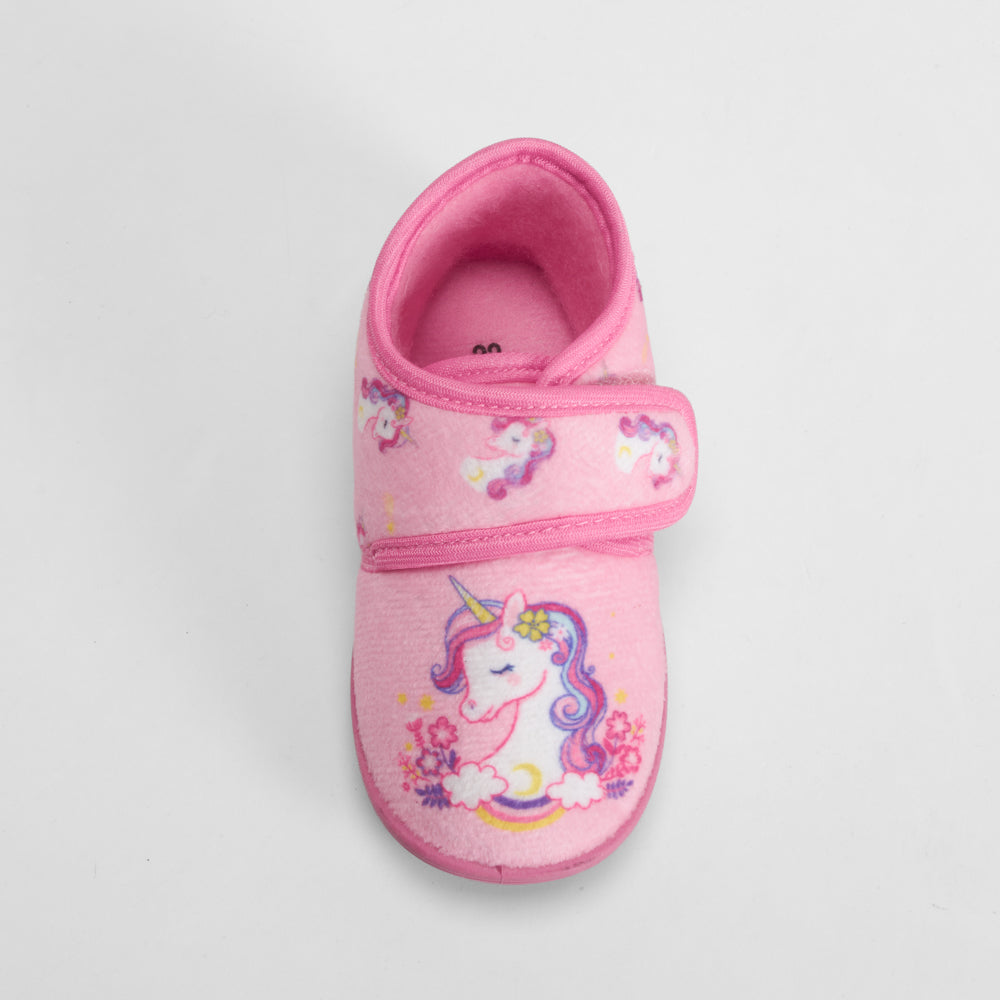Zapatilla de casa velcro unicornio rosa OLYNE