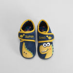 Zapatilla de casa dino velcro bebé azul OLYNE