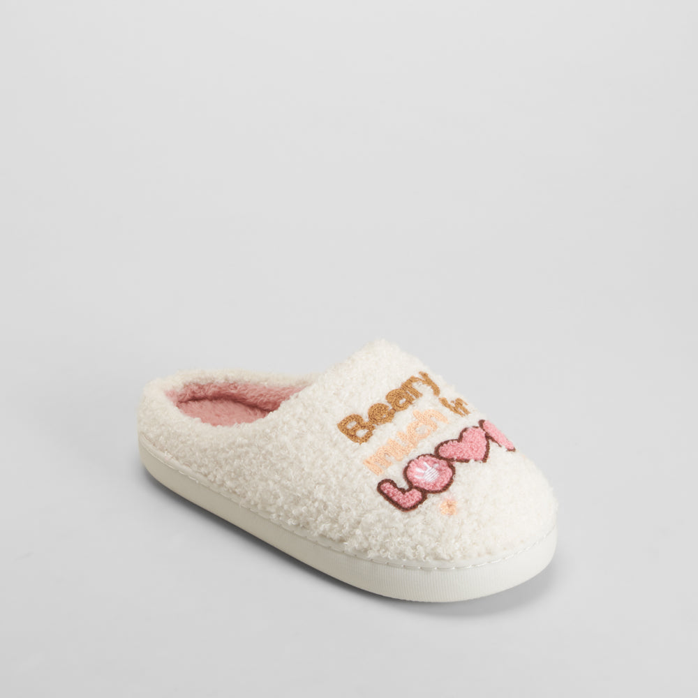 Zapatilla casa borreguito oso blanca OLYNE