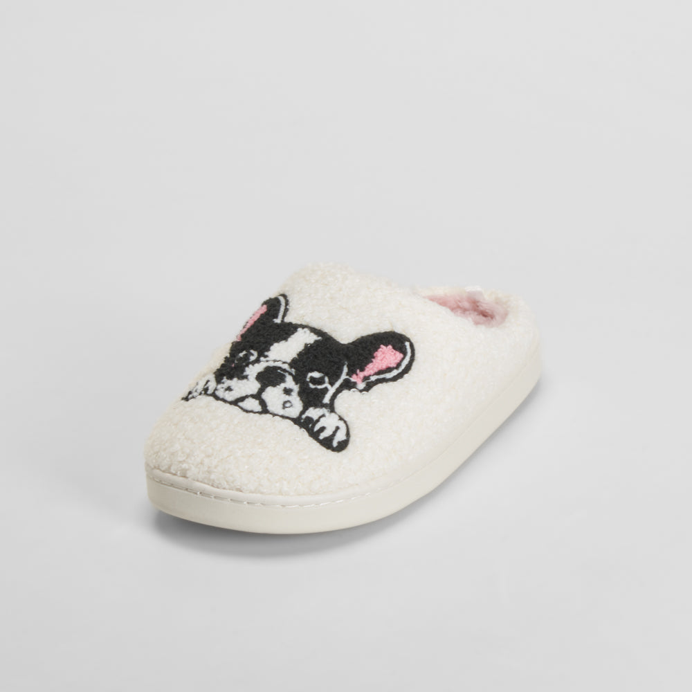 Zapatilla casa borreguito perrito blanca OLYNE