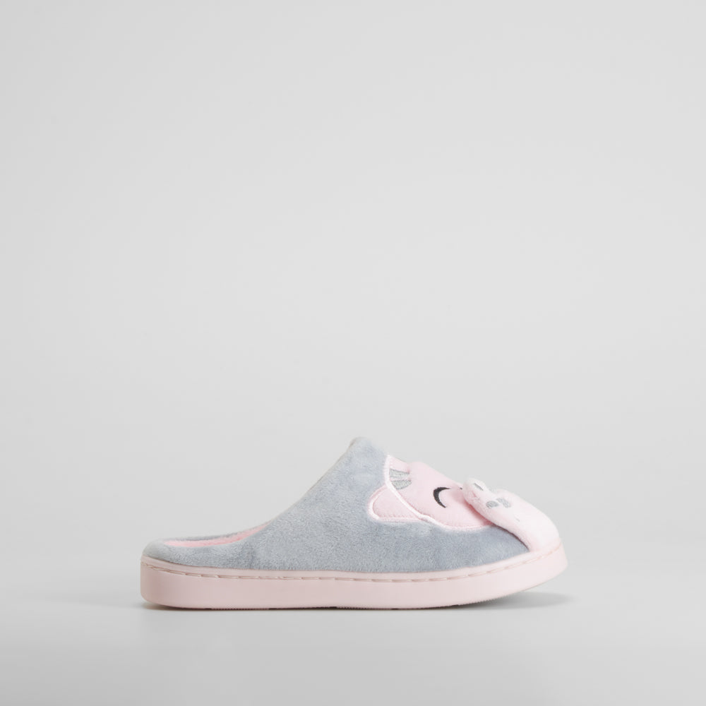Zapatilla de casa diseño gatito gris OLYNE