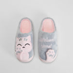 Zapatilla de casa diseño gatito gris OLYNE