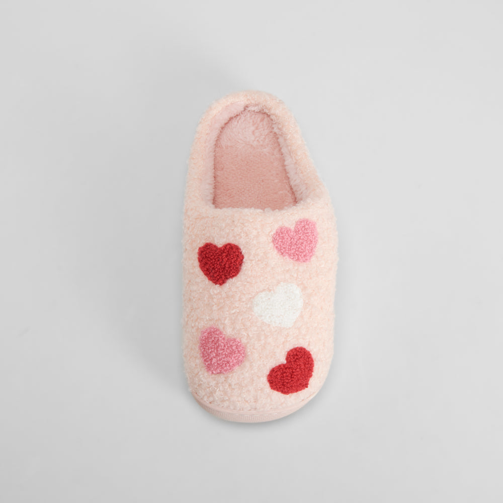 Zapatilla casa borreguito corazones rosa OLYNE