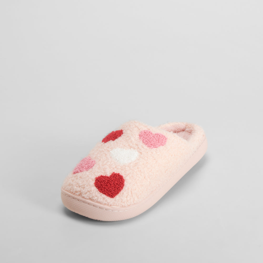 Zapatilla casa borreguito corazones rosa OLYNE