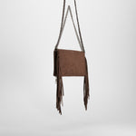 Bolso flecos cadena marrón NYC