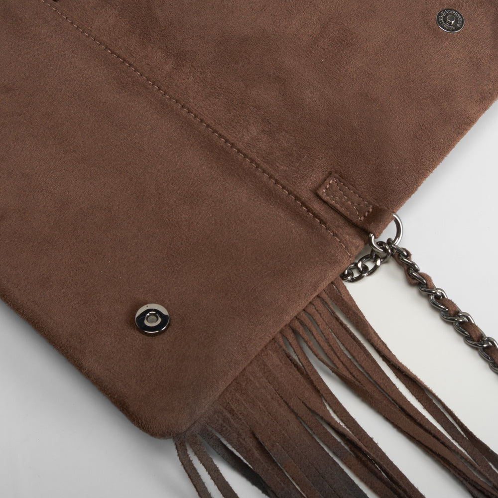 Bolso flecos cadena marrón NYC
