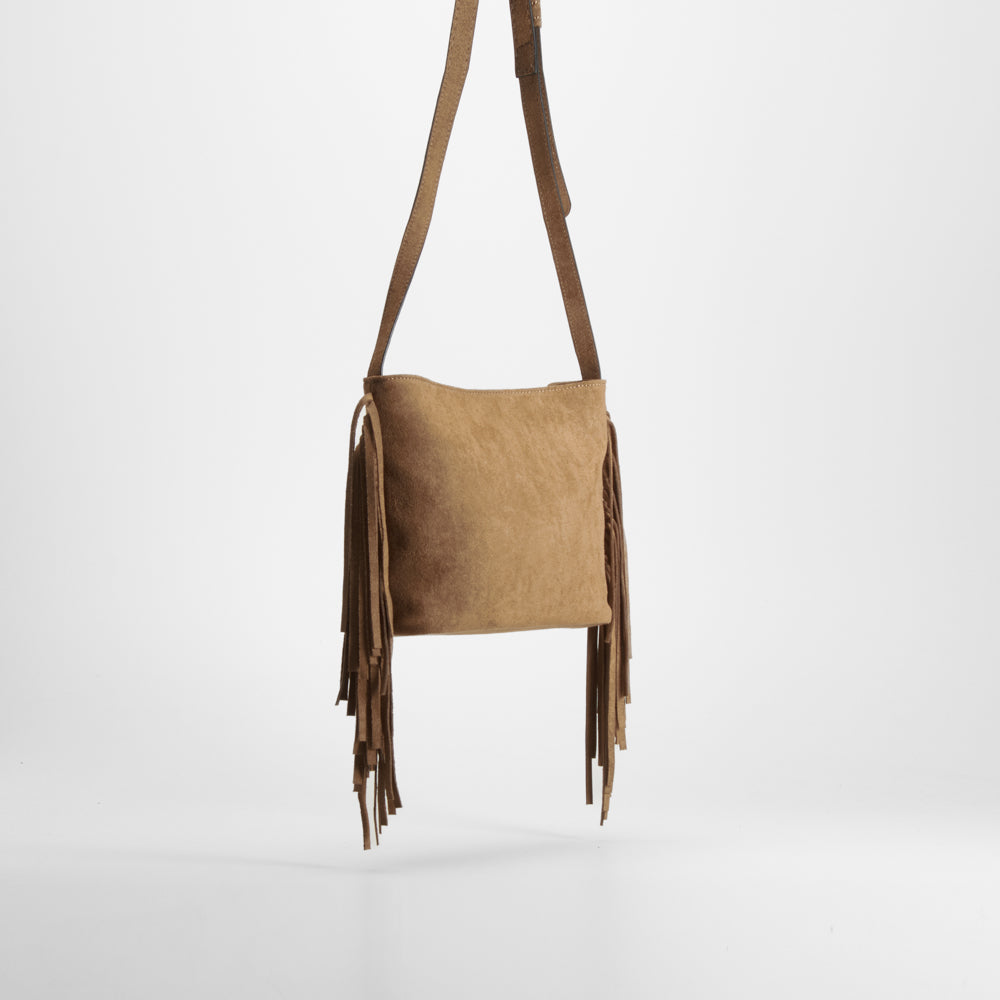 Bolso bandolera flecos estrellas marrón NYC