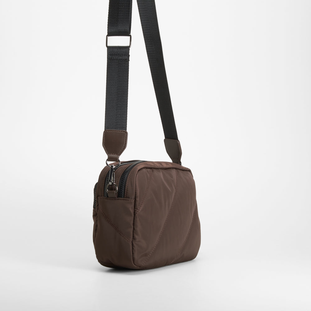 Bolso bandolera nylon marrón NYC