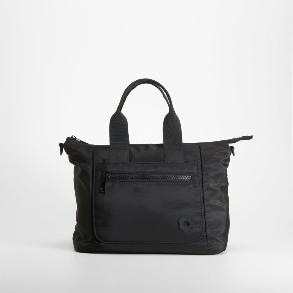 Bolso nylon asa corta y correa larga negro NYC