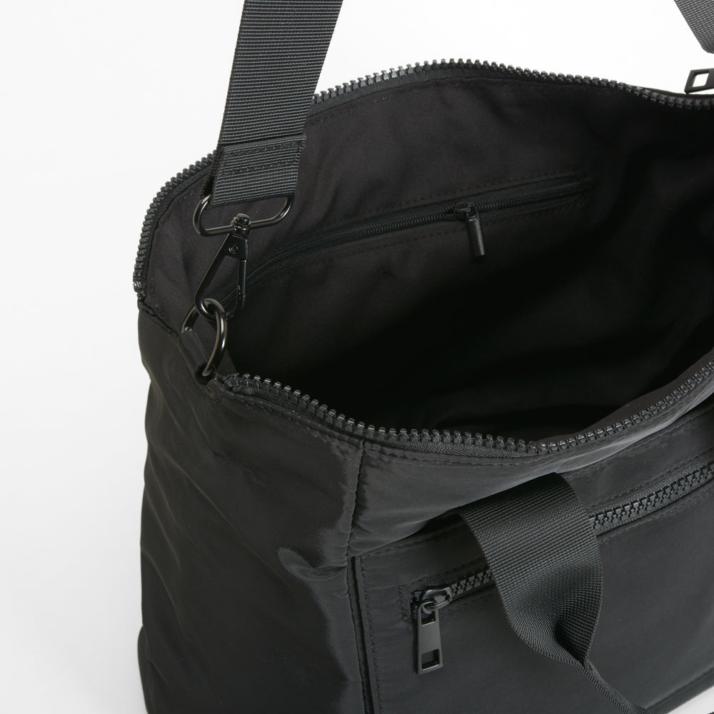 Bolso nylon asa corta y correa larga negro NYC