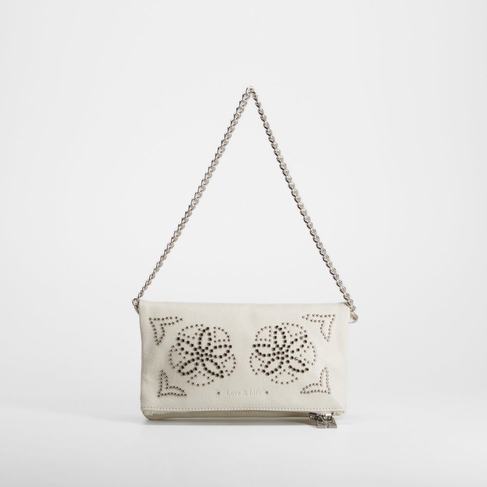 Bolso cadena diseño perforado blanco PICCOLA PIU
