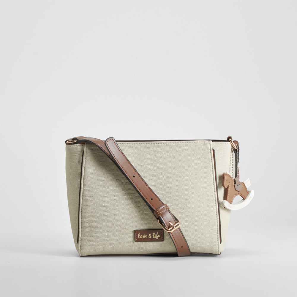 Bolso textura bimaterial blanco PICCOLA PIU